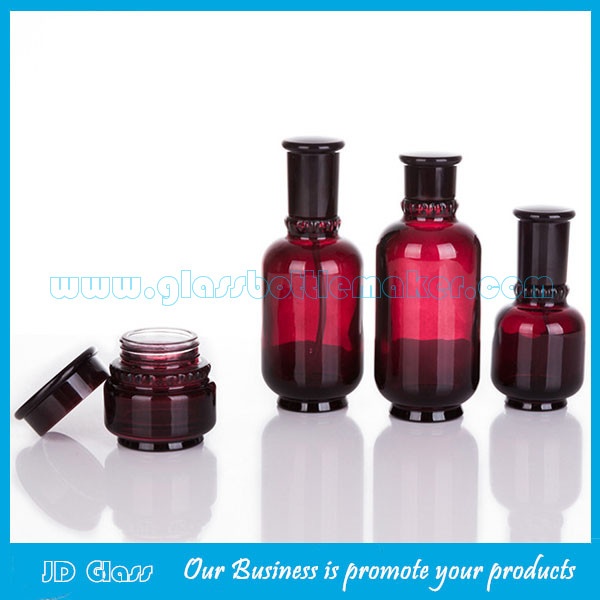 New Item 30ml,50ml,150ml,180ml Colored Glass Lotion Bottles and 50g Glass Cream Jar