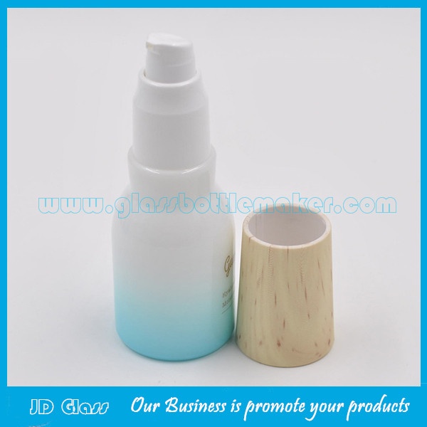 150ml,120ml,40ml Opal Glass Colored Lotion Bottles With Wood Cap and 50g,150g Opal Glass Cosmetic Jar With Wood Cap