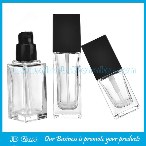 20ml,30ml,40ml Clear Square Glass Bottles For Liquid Foundation