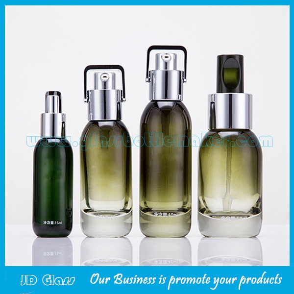 New Design 15ml,30ml,40ml,50ml Color Painting Glass Lotion Bottles With Silver Pumps