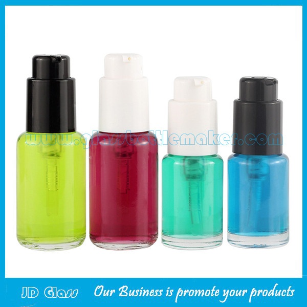 30ml,50ml Clear Round Glass Liquid Foundation Bottles With Cap and Pump
