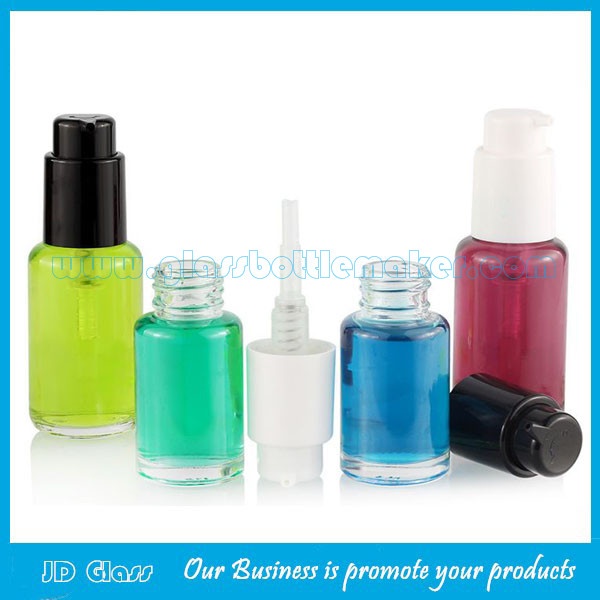 30ml,50ml Clear Round Glass Liquid Foundation Bottles With Cap and Pump