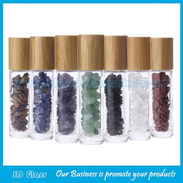 10ml Clear Perfume Roll On Bottle With Bamboo Cap and Roller