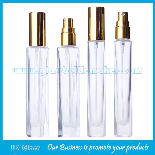 10ml Clear Rectangle and Round Perfume Glass Bottles and Gold Sprayers And Caps