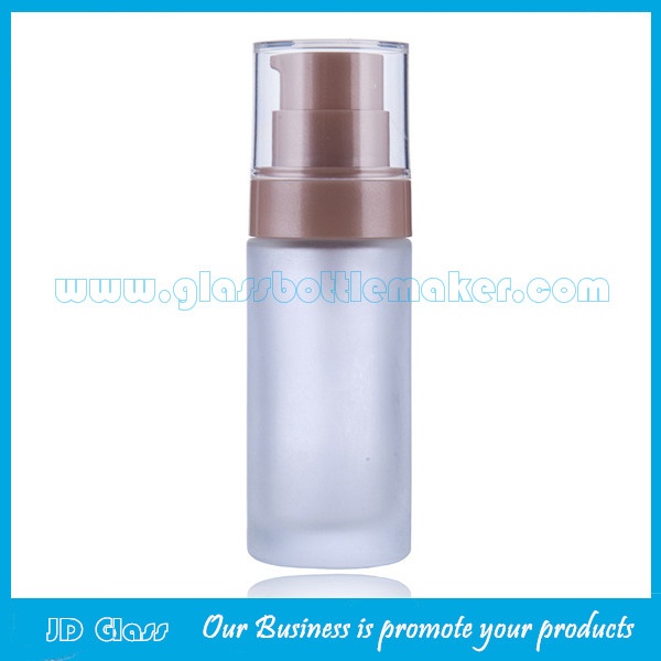 30ml Frost Round Glass Liquid Foundation Bottle With Cap and Pump
