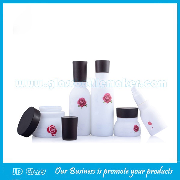 High Quality Opal White Glass Lotion Bottles For Herbal Skincare and Glass Cream Jar