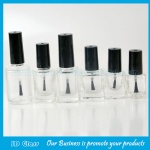 Clear Square and Round Glass Nail Polish Bottle With Cap and Brush