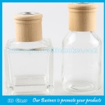 Clear Empty Glass Fragrance Bottle With Wood Cap