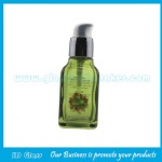 New Design 40ml Olive Green Square Glass Lotion Bottle With Pump