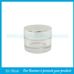 30g Clear Round Glass Cosmetic Jar With Silver Lid