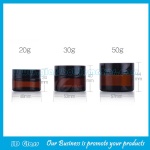 20g,30g,50g Amber Glass Cosmetic Jar With Black Lid