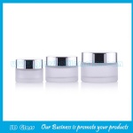 Frost Round Glass Cosmetic Jar With Silver Lid