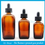 Amber Square Essential Oil Glass Bottles With Droppers