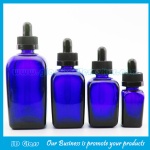 Blue Square Essential Oil Glass Bottles With Droppers
