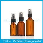 Amber Round Frost Essential Oil Glass Bottles With Black Pumps