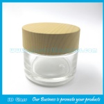 100g透明圆形膏霜瓶和木纹盖子