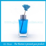 100ml Clear Empty Square Glass Diffuser Bottle With Silver Cap