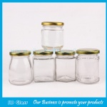 100ml-200ml Clear Glass Jam Jars With Gold Lids