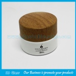 50g Colored Round Glass Cosmetic Jar With Wood Lid