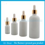 10ml-100ml Opal White Glass Essential Oil Bottles With Wood Caps and Droppers