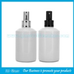 100ml Opal White Sloping Shoulder Glass Lotion Bottles With Pumps