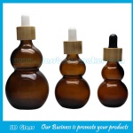 Amber Double Calabash Essential Oil Bottles With Bamboo Droppers