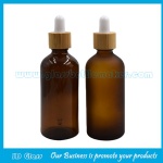 100ml Amber Frost Round Essential Oil Glass Bottles With Bamboo Droppers