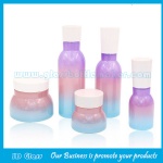 150ml,120ml,40ml Colored Opal Glass Colored Lotion Bottles With Wood Cap and 50g,150g Opal Glass Cosmetic Jar With Wood Cap