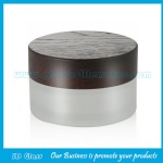 30g Frost Round Glass Cosmetic Jar With Wood Lid