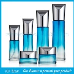 30ml,50ml,100ml,120ml Blue Color Painting Glass Lotion Bottles and 30g,50g Glass Cosmetic Jars