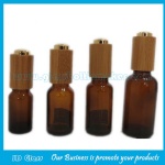 5ml-100ml Amber Round Essential Oil Glass Bottles With Bamboo Press Droppers