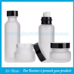 New Item 130ml,110ml,50ml,50g Frost Glass Lotion Bottles And Cosmetic Jars With Black Caps  For Skincare