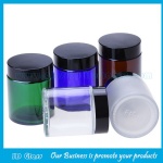100g Clear,Amber,Blue Round Glass Cosmetic Jars With Lids