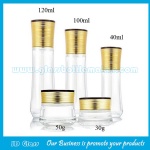 40ml,100ml,120ml Clear Glass Lotion Bottles With Pumps and 30g,50g Glass Cosmetic Jars