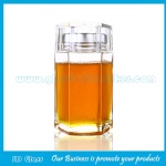 New Item High Quality Hexagonal Glass Honey Jar With Double Lid