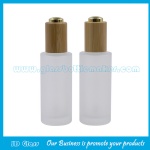 30ml Frost Round Glass Essence Bottles With Bamboo Press Droppers