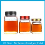 New Item Heavy Base Glass Honey Jars With Lids