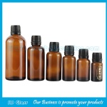 5ml-100ml Amber Round Essential Oil Glass Bottles With Black Caps