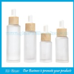 20ml,25ml,30ml,50ml Frost Round Glass Essence Bottles With Wood Water Transfer Printing Droppers