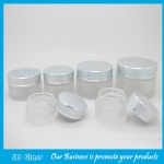 Frost Round Glass Cosmetic Jar With Silver Lid