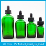 Green Square Essential Oil Glass Bottles With Droppers